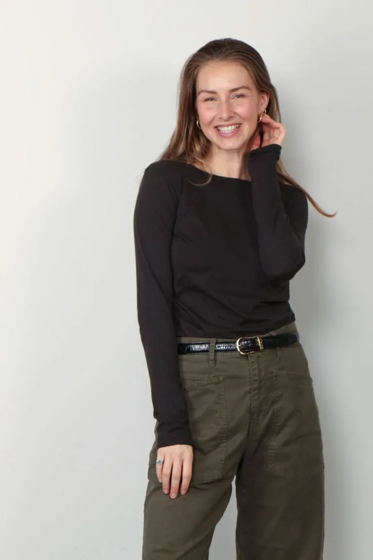 NILI LOTAN top - Long Sleeve - washed black