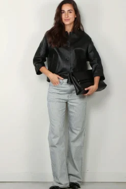 NILI LOTAN jeans - Mitchell jean - white indigo/hickory stripe