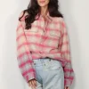 R13 Blouse - Relaxed Workshirt - Bleached Out Pink Grey