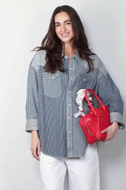 R13 Blouse - Oversized Cowboy Shirt - Mulit Stripe