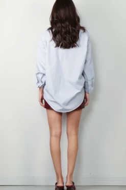 R13 Blouse - Drop Neck Oxford Shirt - Blue/white
