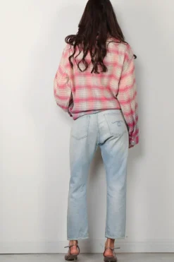 R13 Blouse - Relaxed Workshirt - Bleached Out Pink Grey