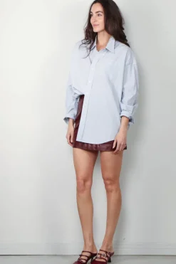 R13 Blouse - Drop Neck Oxford Shirt - Blue/white