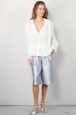 R13 Blouse - Twisted Neck Shirt - White
