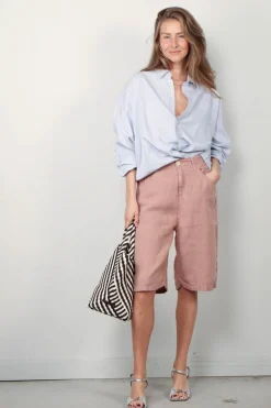 R13 Blouse - Drop Neck Oxford Shirt - Blue/white