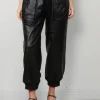 R13 Broek - Pleated Pocket Straight Leg Leather Pant - Black