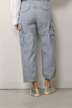 R13 Broek - Cropped Cargo - Faded Steel Blue Canvas