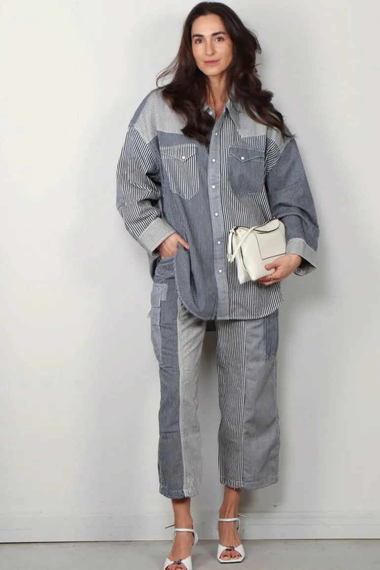 R13 Broek - Cropped Cargo - Multi Stripe