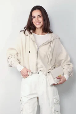 R13 Hoodie - Balloon zip-up hoodie - Stone