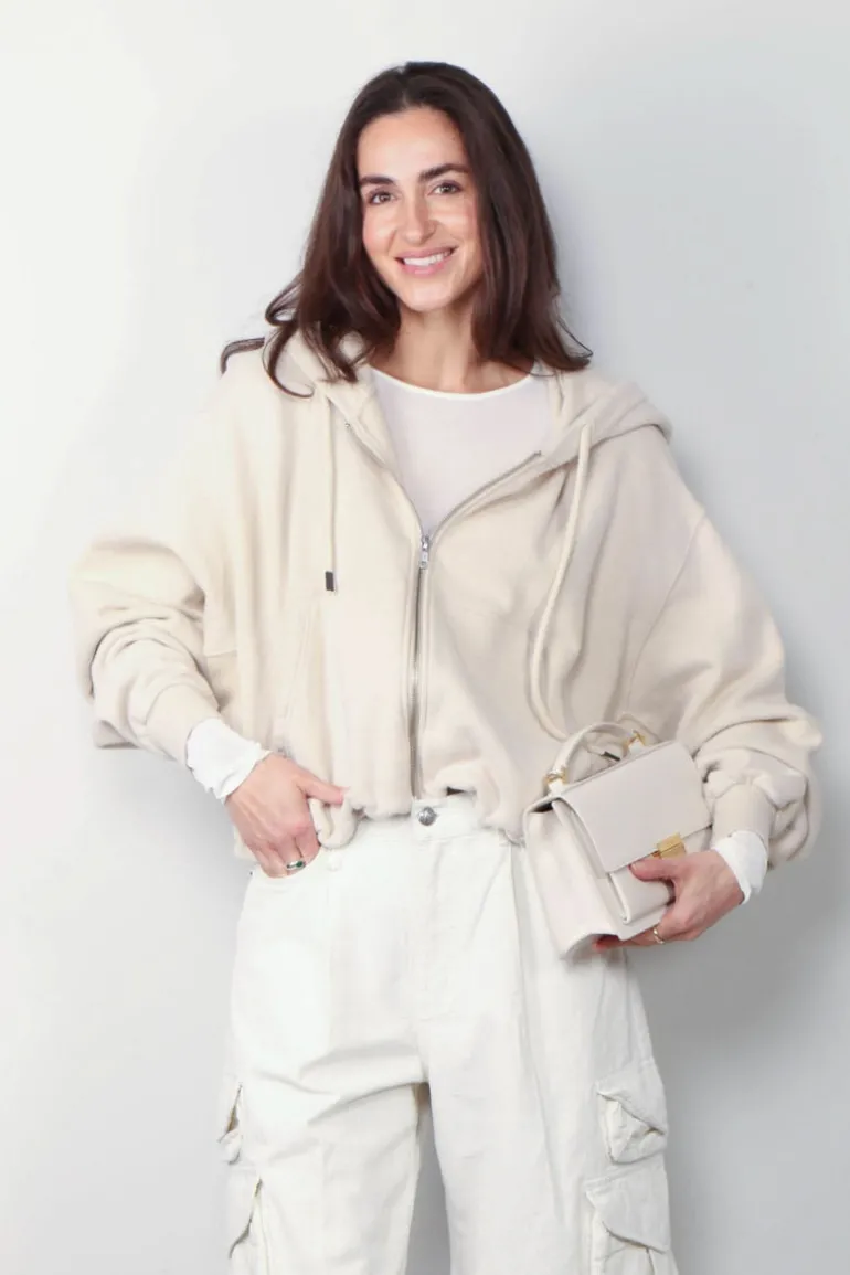 R13 Hoodie - Balloon zip-up hoodie - Stone