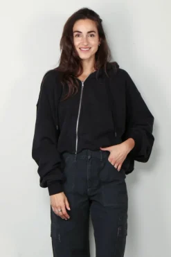 R13 Hoodie - Balloon zip-up hoodie - Black