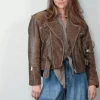 R13 Jack - Exaggerated shoulder motorcycle jacket -  Brown leather