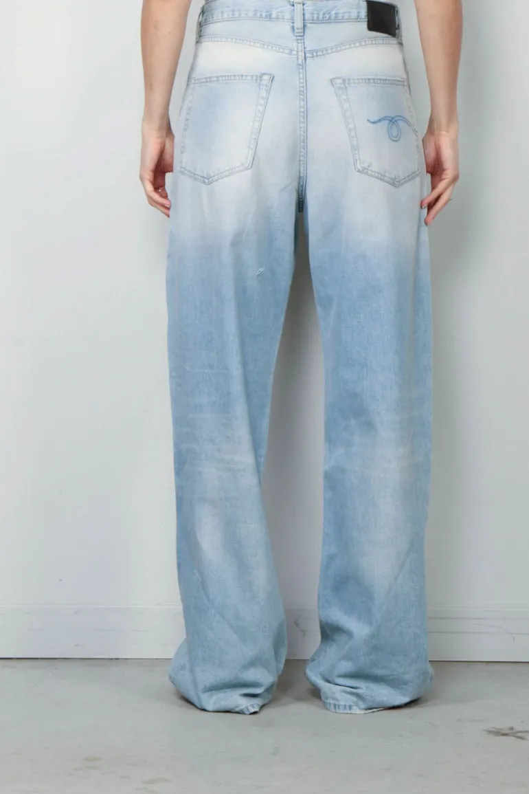 R13 jeans - DAMON PLEATED WIDE - LENNON BLUE
