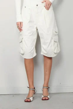 R13 Short - Bermuda cargo short - White