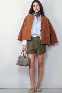 R13 Short - Marianne Cargo Short - Olive Satin