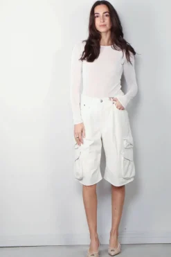 R13 Short - Bermuda cargo short - White
