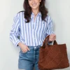 Ralph Lauren Blouse - N WD Crp St Long Sleeve Button Front Shirt - Blue White