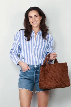 Ralph Lauren Blouse - N WD Crp St Long Sleeve Button Front Shirt - Blue White