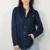 Ralph Lauren Blouse - Classic Long Sleeve Button Front Shirt - Newport Navy