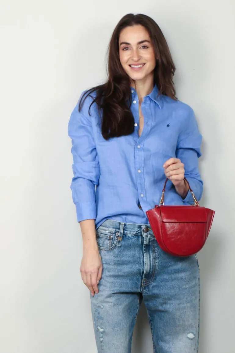 Ralph Lauren Blouse - Classic Long Sleeve Button Front Shirt - Harbor Island Blue