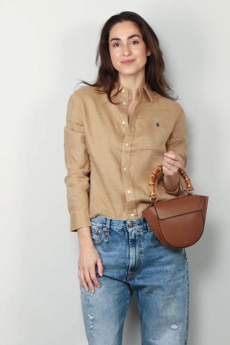 Ralph Lauren Blouse - Classic Long Sleeve Button Front Shirt - Vintage Khaki