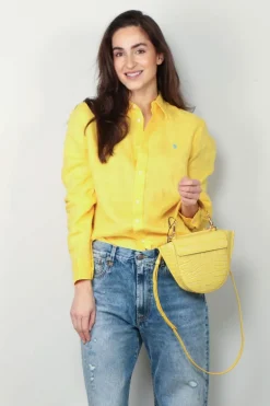 Ralph Lauren Blouse - Classic Long Sleeve Button Front Shirt - Sunfish Yellow