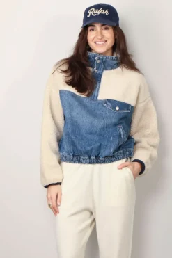 Ralph Lauren Jas - Fleece Denim Mockneck Pullover - Cusi Wash