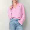 Ralph Lauren Blouse - Classic Long Sleeve Button Front Shirt - Pink / White