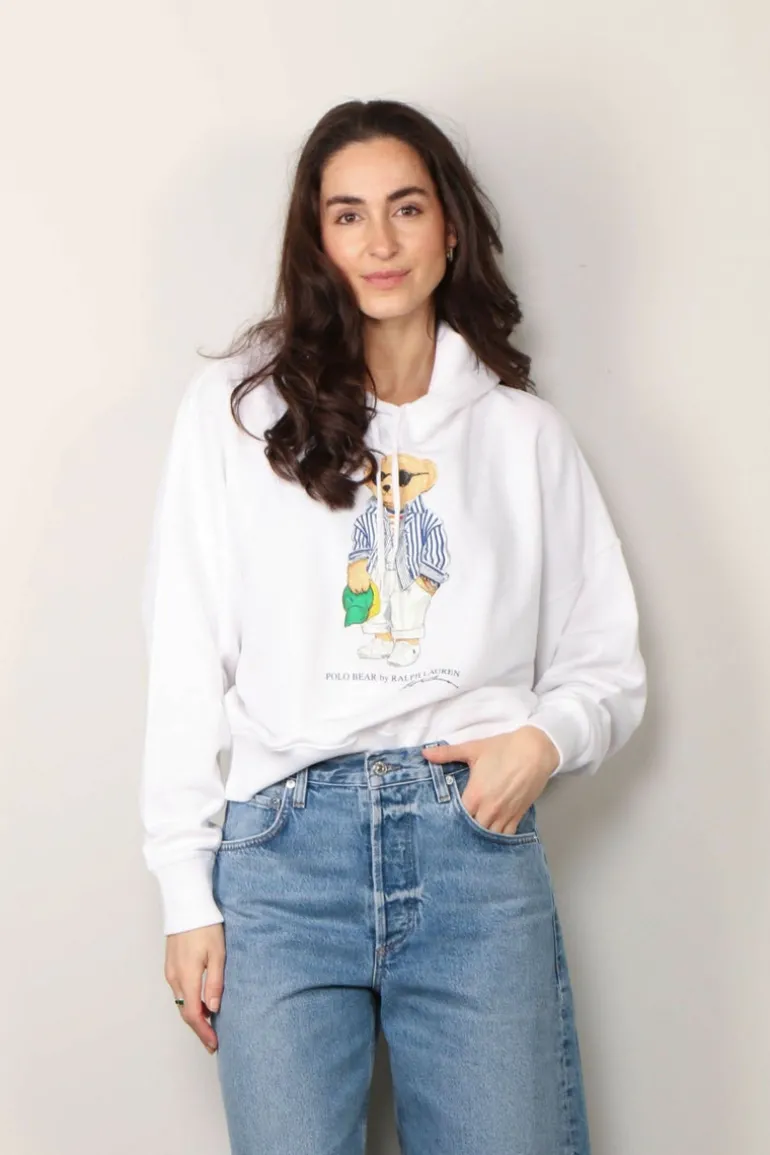 Ralph Lauren Hoodie - Strpe BR HD Long Sleeve Sweatshirt - White
