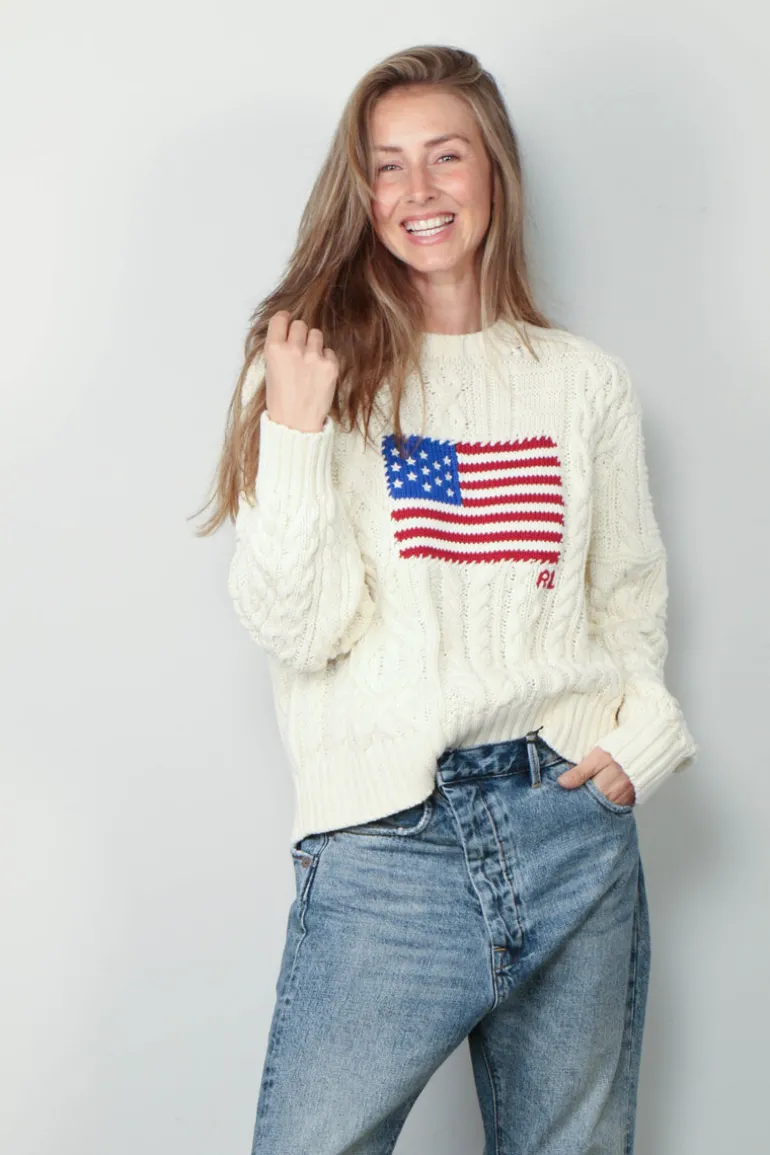 Ralph Lauren Trui - Aran Flag Pullover - Cream