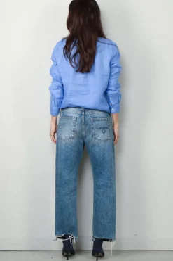Ralph Lauren Blouse - Classic Long Sleeve Button Front Shirt - Harbor Island Blue