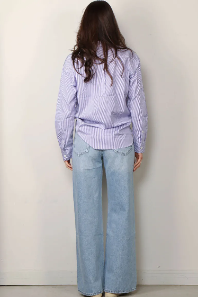 Ralph Lauren Blouse - Ls Rmsy ST Long Sleeve Blouse - Purple / White