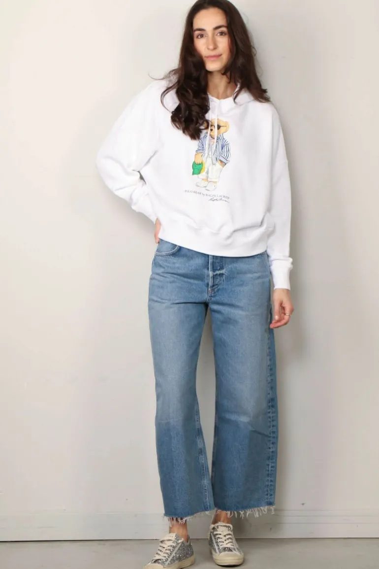 Ralph Lauren Hoodie - Strpe BR HD Long Sleeve Sweatshirt - White