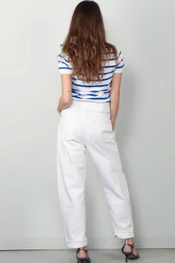Ralph Lauren T-shirt - Stripe SS PO Short Sleeve Pullover - Blue Saturn / White