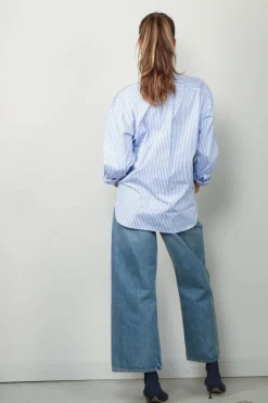 Ralph Lauren Blouse - Ls Rmsy ST Long Sleeve Blouse - Cabana Blue / White