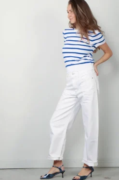Ralph Lauren T-shirt - Stripe SS PO Short Sleeve Pullover - Blue Saturn / White