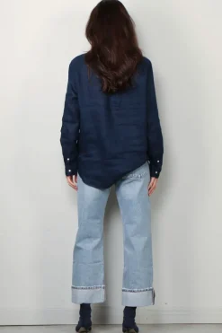 Ralph Lauren Blouse - Classic Long Sleeve Button Front Shirt - Newport Navy