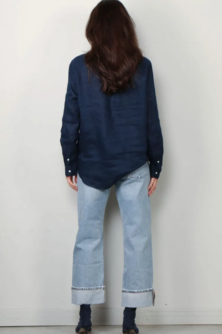 Ralph Lauren Blouse - Classic Long Sleeve Button Front Shirt - Newport Navy