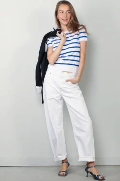 Ralph Lauren T-shirt - Stripe SS PO Short Sleeve Pullover - Blue Saturn / White