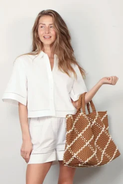 RÓHE Blouse - Ladder Embroidered Poplin Shirt - Optic White