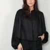 RÓHE Blouse - Silk Pleated Top - Black