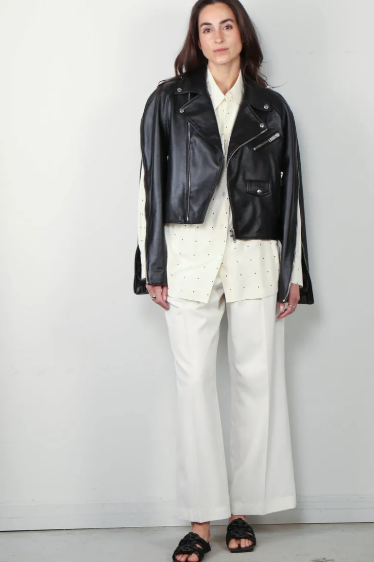 RÓHE Blouse - Signature Shirt In Silk Dot Print - Cream / Black