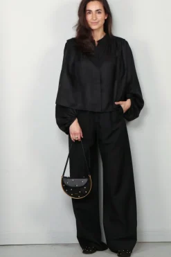 RÓHE Blouse - Silk Pleated Top - Black