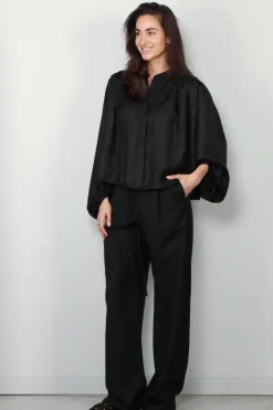 RÓHE Blouse - Silk Pleated Top - Black