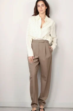 RÓHE Blouse - Signature Shirt In Silk Dot Print - Cream / Black