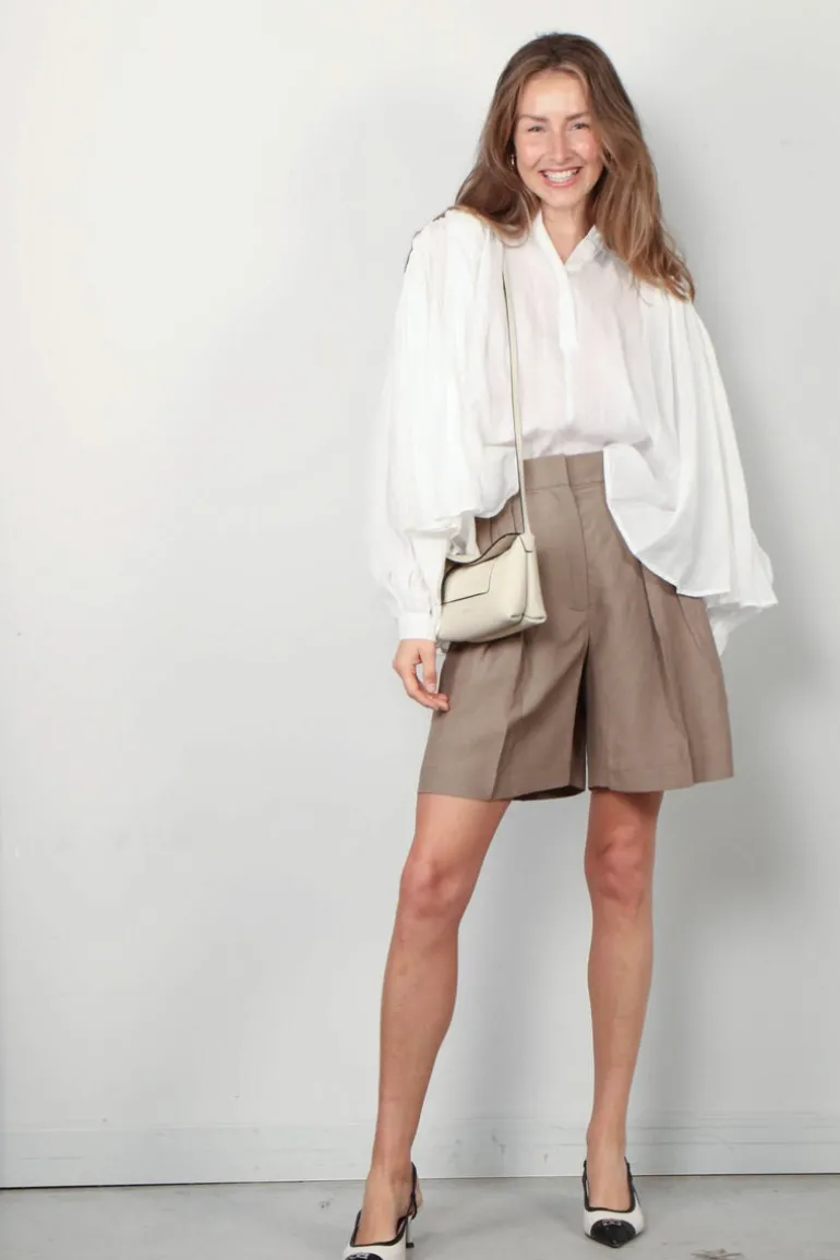 RÓHE Blouse - Pleated Ramie Top - Optic White