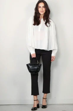 RÓHE Blouse - Pleated Ramie Top - Optic White