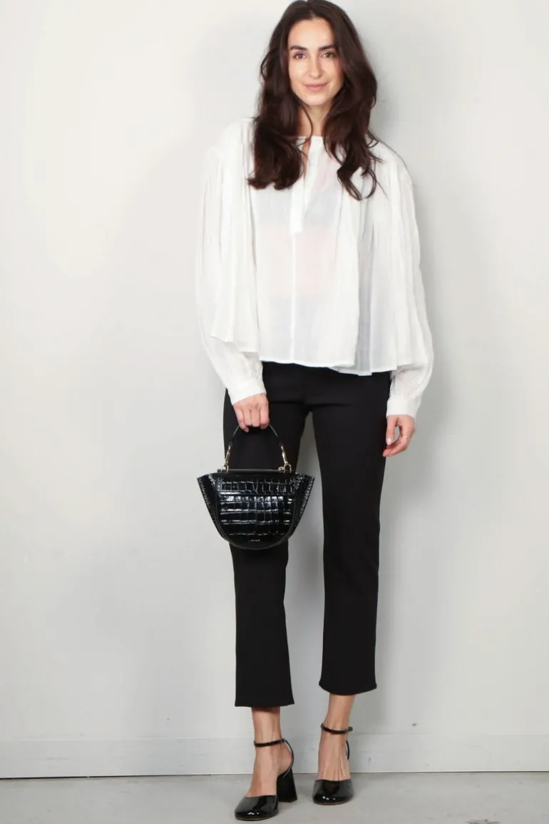 RÓHE Blouse - Pleated Ramie Top - Optic White