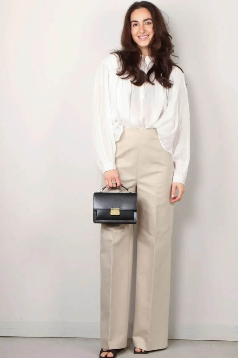 RÓHE Blouse - Pleated Ramie Top - Optic White