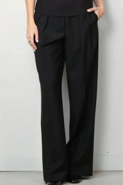 RÓHE Broek - Wide leg double pleated trousers - Black